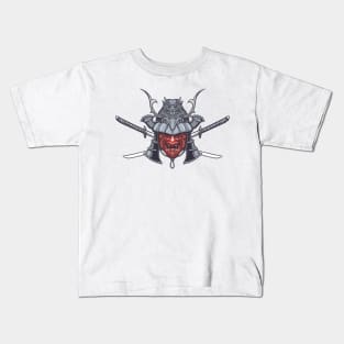 Japanese Samurai Mask with crossed swords Kids T-Shirt